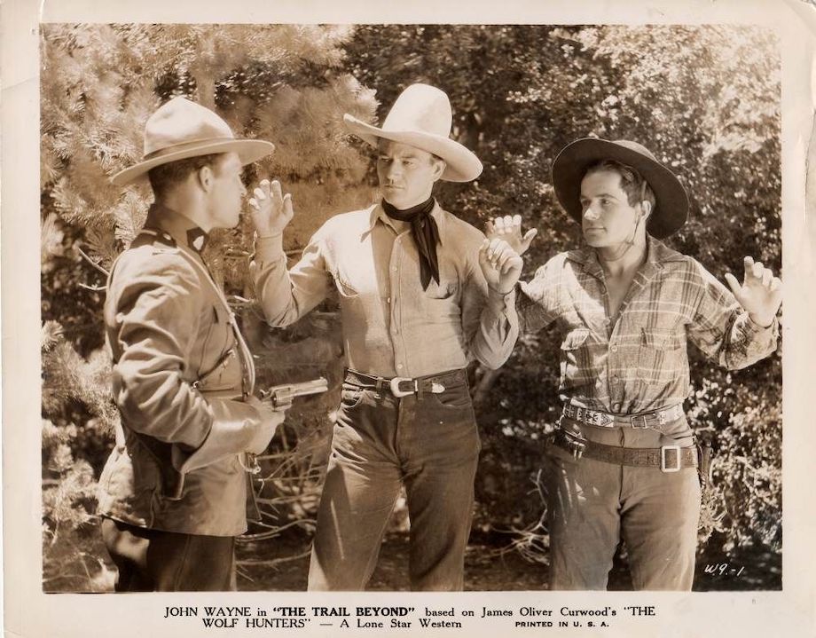 John Wayne Noah Beery in The Trail Beyond lobby card for another JW 1930s western