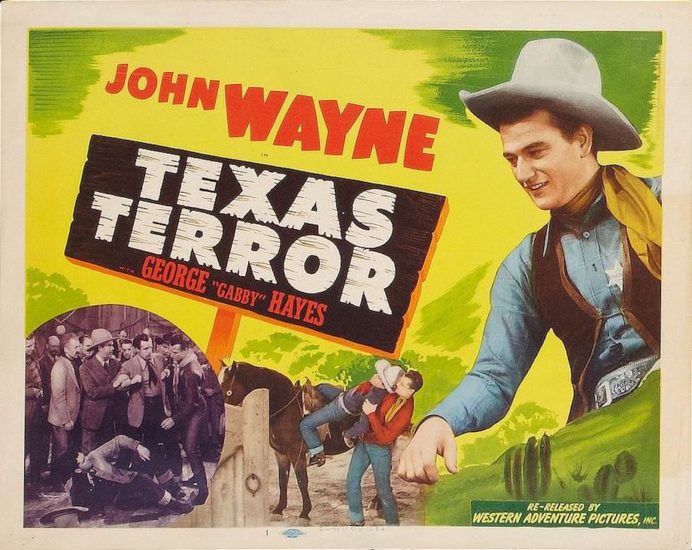John Wayne in 1935 western Texas Terror lobby card