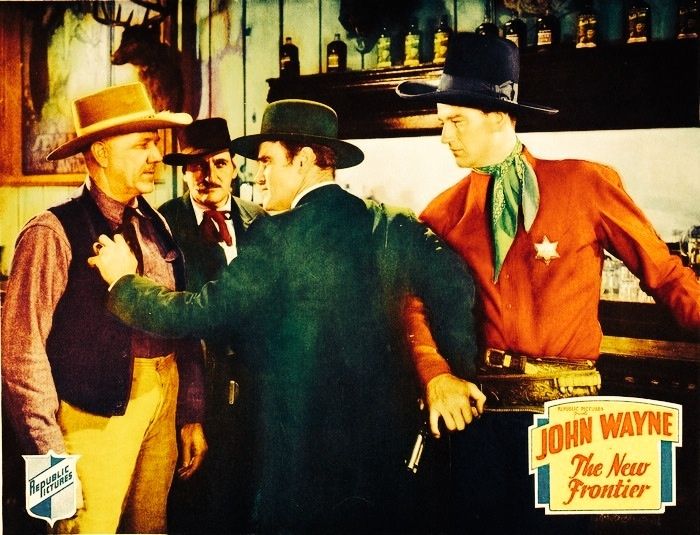 John Wayne movie lobby card for The New Frontier