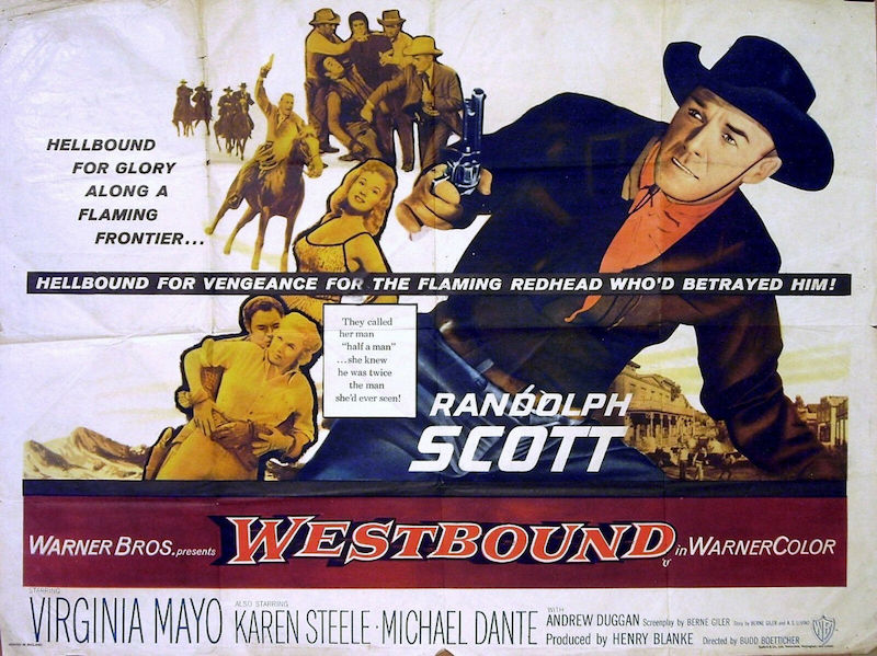 Poster for Westbound 1959 film with Randolph Scott