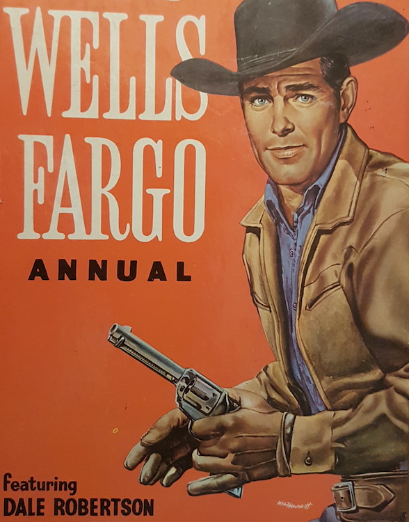 TV Westerns book cover of the annual "Tales of Wells Fargo"