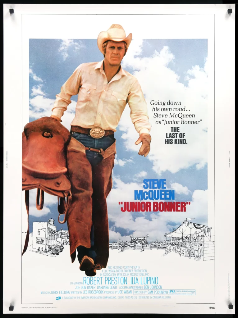 Film poster of Junior Bonner with Steve McQueen