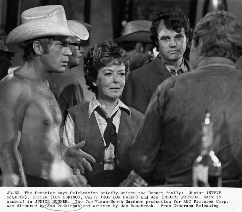 Film still from Junior Bonner with Steve McQueen, Ida Lupino and Joe Don Baker